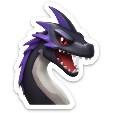 Black Cool Edgy Nargacuga-Garchomp-Noivern Fakémon  with White and Red and purple and black Edgy markings sticker