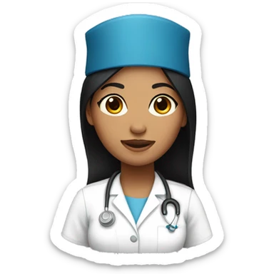 Female Nurse  with black hair and cap sticker