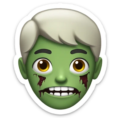 teen boy zombie with dark hair and white shirt sticker