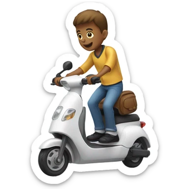 Two boys on an electric scooter sticker