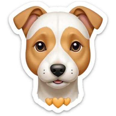 a full body facing front on of a buff white parson russell terrier looking dog the size of a kelpie with light brown long ears resting on its face and a light brown patch above one eye and a large snout. the rest of the dog is completely white.  sticker
