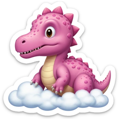 Dinosaurio rosa tierno, diciendo en una nube "Raw" sticker