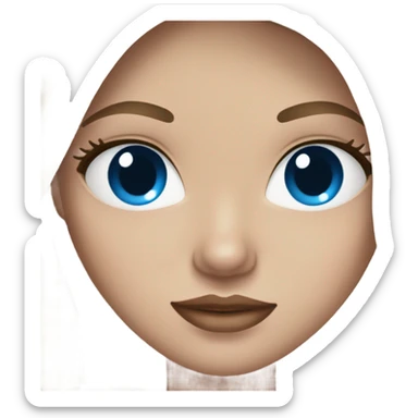 Long Brown hair white girl with blue eyes and rosy lips   sticker