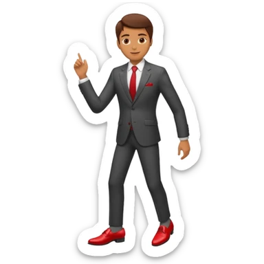 man with glasses wearing a suit and red shoes sticker