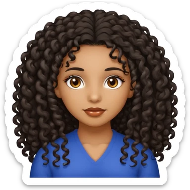 Beautiful Haitian and Puerto Rican girl with light brown skin and long black length very curly hair and beautiful hazel eyes sticker