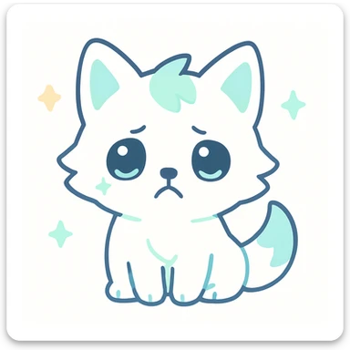 white anime wolf frowning with expressive face, clean background sticker