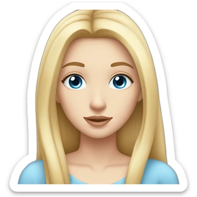 beautiful white girl with long straight blonde hair und blue eyes sticker
