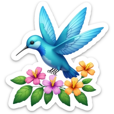 La la mañana se alegra entre flores y praderas ve avanzar mariposa bella y majestuosa entre colibrís sticker
