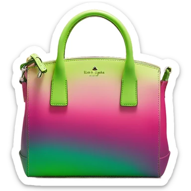 Realistic hot pink to lime green ombre Kate Spade satchel purse without strap. sticker
