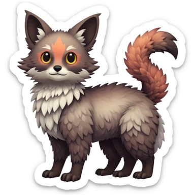 lush warm-colored Fakémon-Trico-creature (full body) sticker