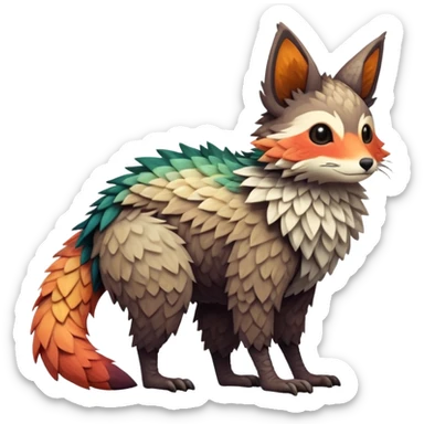 lush warm-colored Fakémon-Trico-creature (full body) sticker