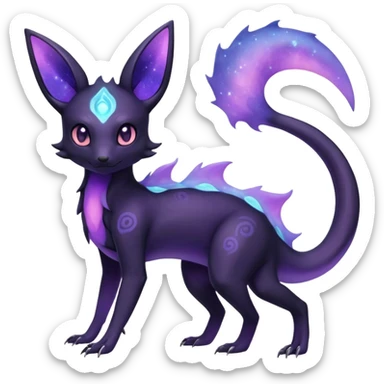 Ethereal Pastel Nebulae Exotic Salandit-Umbreon-Fakémon-hybrid-creature (full body)  sticker