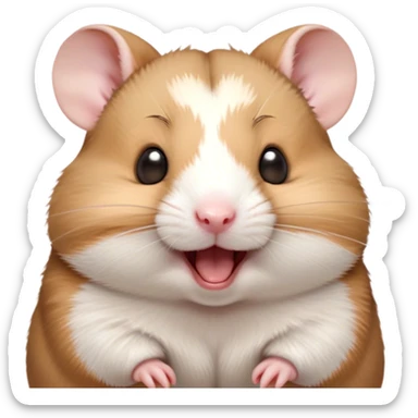 Cinematic Cute Yawning Brown and White Banded Hamster Portrait Emoji, Head tilted slightly with a dramatic, wide-open yawn, revealing a soft, banded fur of brown and white with tiny droopy ears, round dark eyes barely open in drowsy contentment, Simplified yet irresistibly adorable features, highly detailed, glowing with a soft, cozy glow, high shine, relaxed yet expressive, stylized with a touch of whimsy, bright and endearing, soft glowing outline, capturing the essence of a sleepy yet affectionate hamster, so drowsy it feels like it could stretch out of the screen and curl up for a nap! sticker