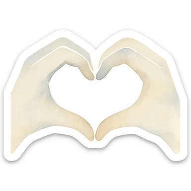 heart hands icon, hands forming a heart, soft brush strokes, blended colors sticker