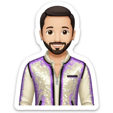 AJ McLean from Backstreet Boys with dark brown hair, ivory sequin outfit sticker