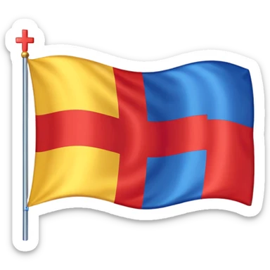 create a flag where the layout is like georgian one big cross for corner. the big cross i want is yellow and top right blue too left red bottom right red bottom left blue a big cross in the middle but iinside the flag not some other. just create georgian flag but the collors as i sayd sticker