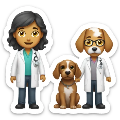 Scientist holding a cat and dog mix sticker