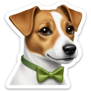 Jack Russell with a bowtie sticker