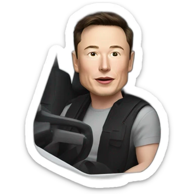 Elon musk riding in a Tesla cyber truck  sticker