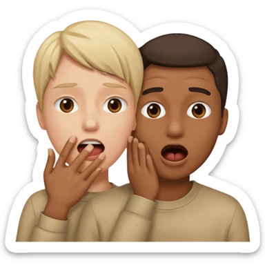 create two people one with their mouth open in disbelief and covering the other persons eyes sticker