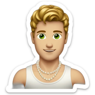 Posh-muscle-boy-with-pearl-necklace-and-green-eyes-and-brown-hair sticker