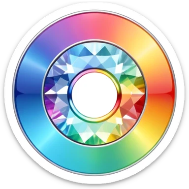 diamond CD emoji in minimalist style with a rainbow reflection sticker