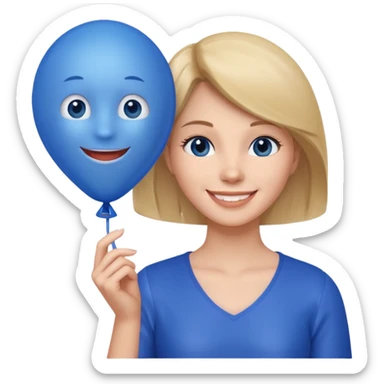 Woman with blue balloon sticker