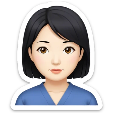 Manga face with Asian middle age woman sticker