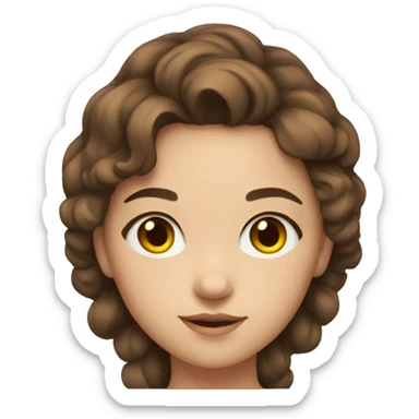 Young girl with slightly curled brown hair, brown eyes sticker