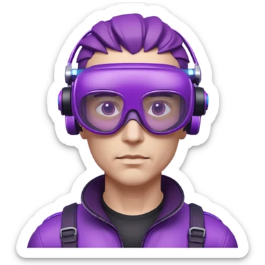 Cyberpunk man fappy head 3d puruple cyber VR -glasses only head sticker