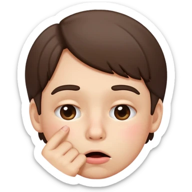 Emoji gêné les joues rose avec un doigt dans la bouche et les yeux qui regarde sur le côté iOS  sticker