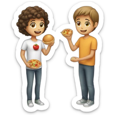 A boy asking a girl ‘have you eat??’ sticker