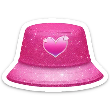 Pink ombre bucket hat with hearts and glitter sticker