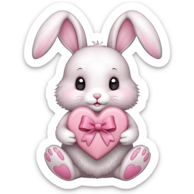Bunny holding box of heart shaped chocolates   sticker