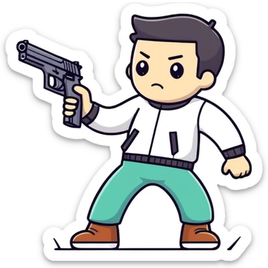 Guy shooting him self with a pink gun sticker