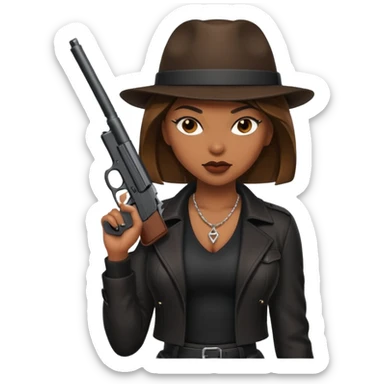 A sexy black female gangster with a gun sticker