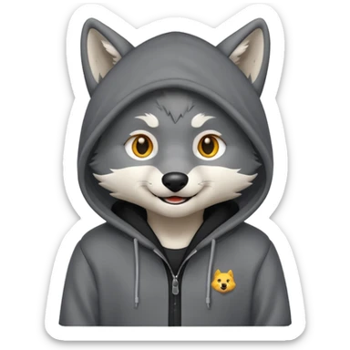 Wolf wearing a hoodie sticker