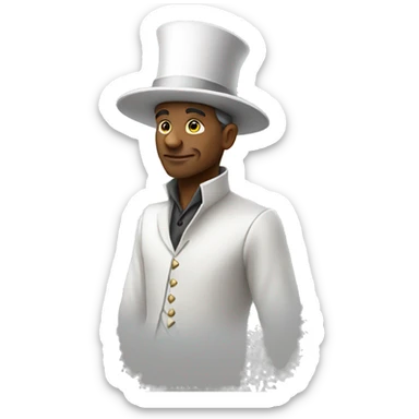 a men wearing white magician hat side look perspective sticker