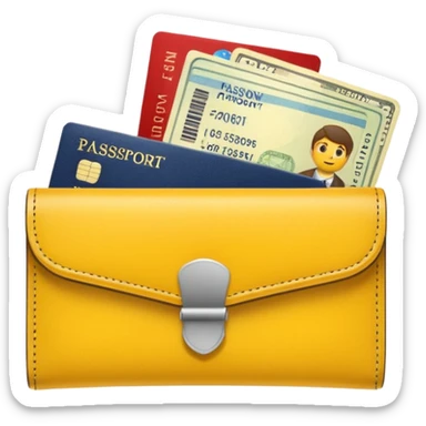 Travel yellow wallet – larger, holds passport and tickets.
 sticker
