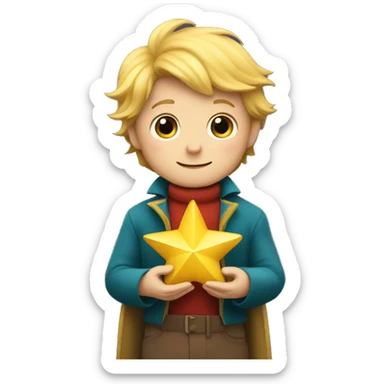 The little prince holds a star in his hands sticker