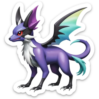 Shiny Noibat-Noivern-Mightyena-Silvally-Fakémon-hybrid-creature (full body)  sticker