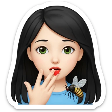 A cute long black haired girl sending a fly kiss  sticker