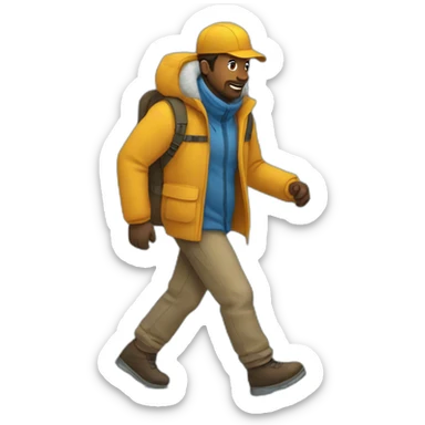 man walking an ice mountain sticker