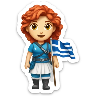 a red hair female on everest with greek flag sticker