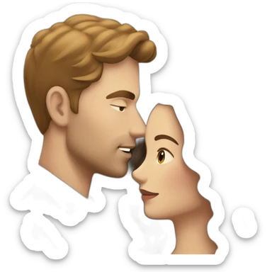 White Man with dark hair kissing white woman with long brown hair sticker