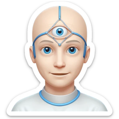 mutant test subject portrait, head and shoulders only, third eye on forehead, pale skin, creepy calm smile, lab experiment style, 3D cartoon, mobile game icon style, clean background, no text, no watermark

 sticker