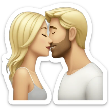 Blond guy kissing brunette sticker