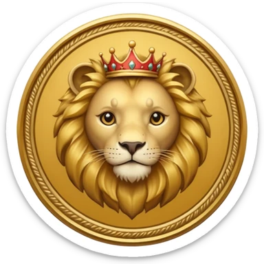 Make a round icon for a paid Black Stone subscription, gold with the number 4 and a small lion. sticker