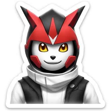  Cool Edgy Futuristic Black White Red Zangoose-Digimon-Medabot sticker