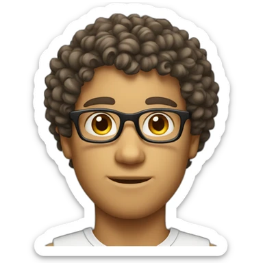 Curly hair male nerd sticker